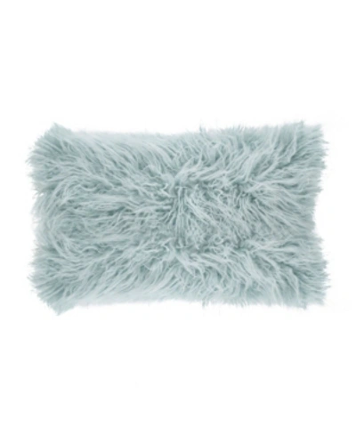 Saro Lifestyle Mongolian Faux Fur Decorative Pillow, 12" X 20" In Baby Blue
