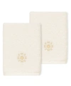 Linum Home 100% Turkish Cotton Alyssa 2-pc. Embellished Washcloth Set Bedding In Cream