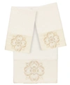 Linum Home 100% Turkish Cotton Alyssa 3-pc. Embellished Bath And Hand Towel Set Bedding In Cream