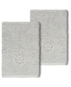 Linum Home 100% Turkish Cotton Alyssa 2-pc. Embellished Washcloth Set Bedding In Light Gray