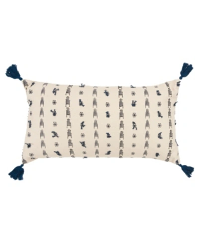 Rizzy Home Geometric Polyester Filled Decorative Pillow, 14" X 26" In Navy
