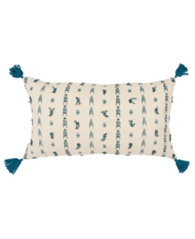Rizzy Home Geometric Polyester Filled Decorative Pillow, 14" X 26" In Teal