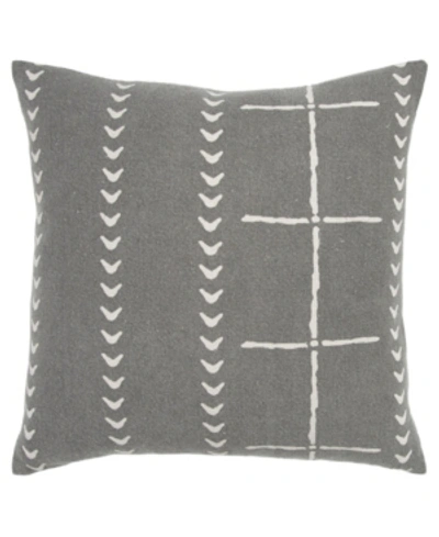 Rizzy Home Stripes Polyester Filled Decorative Pillow, 20" X 20" In Gray