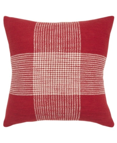 Rizzy Home Plaid Polyester Filled Decorative Pillow, 20" X 20" In Red