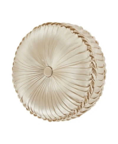 J Queen New York Jacqueline Tufted Decorative Pillow, 15" Round In Ivory