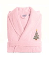 Linum Home Christmas Tree Design Embroidered Terry Bathrobe Bedding In Light Pink