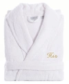 LINUM HOME TURKISH COTTON EMBROIDERED HIS TERRY BATHROBE