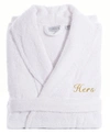 LINUM HOME TURKISH COTTON EMBROIDERED HERS TERRY BATHROBE