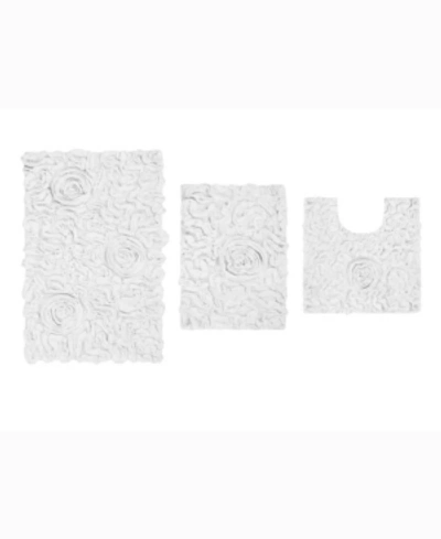 Home Weavers Bell Flower 3-pc. Bath Rug Set In White