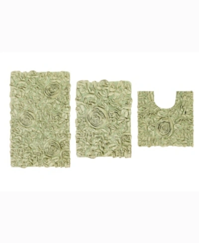 Home Weavers Bell Flower 3-pc. Bath Rug Set In Green