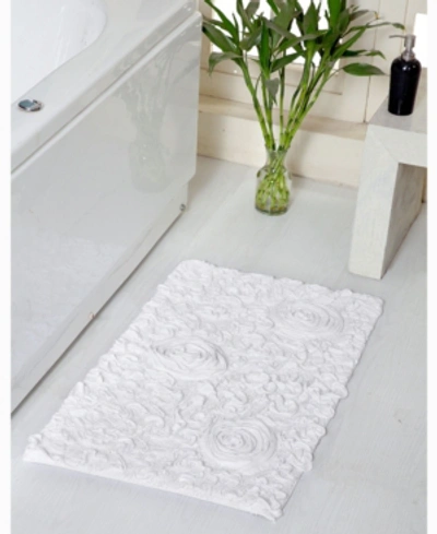 Home Weavers Bell Flower Bath Rug, 21" X 34" In White