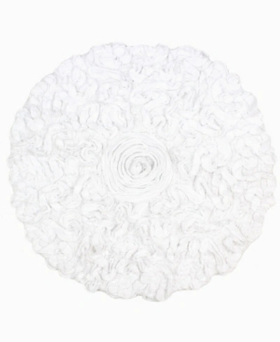 Home Weavers Bell Flower Bath Rug, 30" Round In White