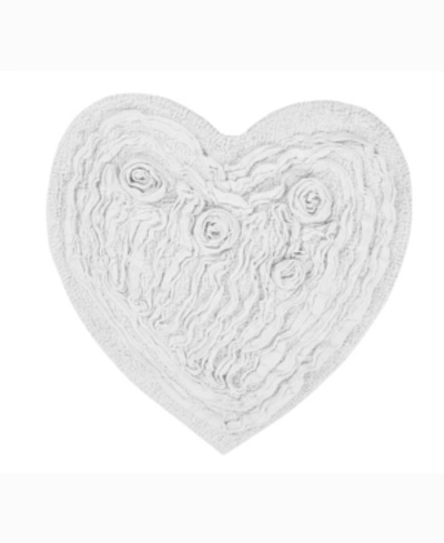 Home Weavers Bell Flower Heart Bath Rug, 25" X 25" In White