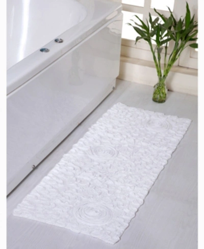 Home Weavers Bell Flower Runner Bath Rug 21" X 54" In White