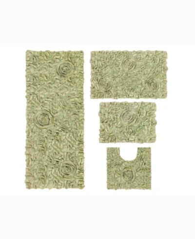 Home Weavers Bell Flower 4-pc. Bath Rug Set In Green