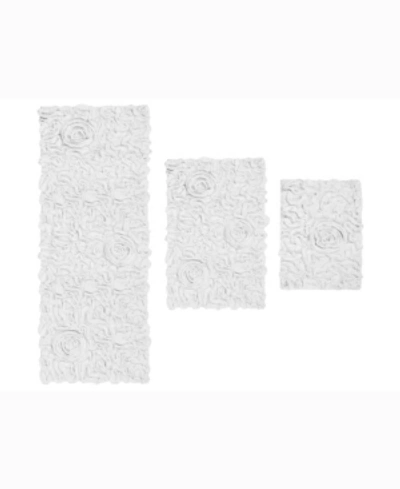 Home Weavers Bell Flower 3-pc. Bath Rug Set In White