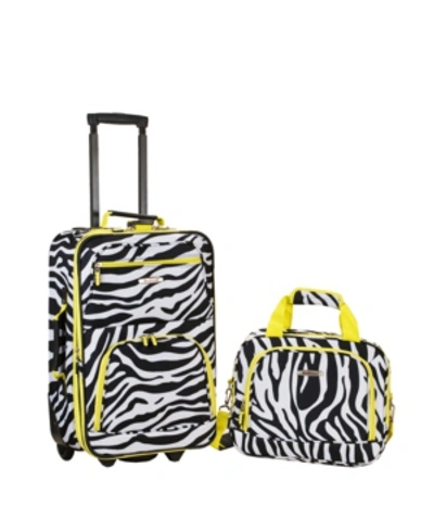 Rockland 2-pc. Pattern Softside Luggage Set In Zebra With Yellow Trim