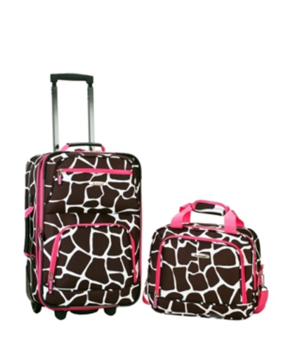 Rockland 2-pc. Pattern Softside Luggage Set In Giraffe With Pink Trim