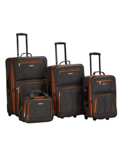 Rockland 4-pc. Softside Luggage Set In Charcoal With Orange Trim