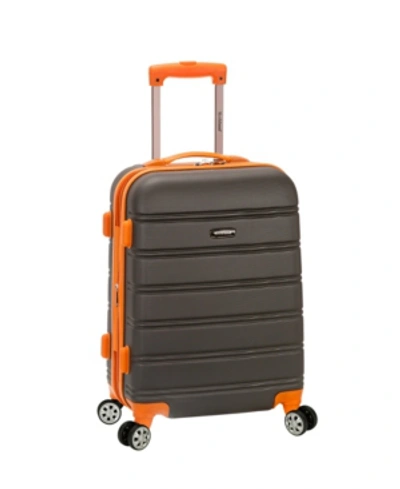 Rockland Melbourne 20" Hardside Carry-on Spinner In Charcoal With Orange Trim