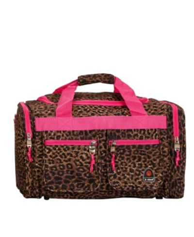 Rockland 19" Tote Bag In Leopard With Pink