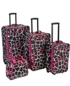 Rockland 4-pc. Softside Luggage Set In Giraffe With Pink Trim