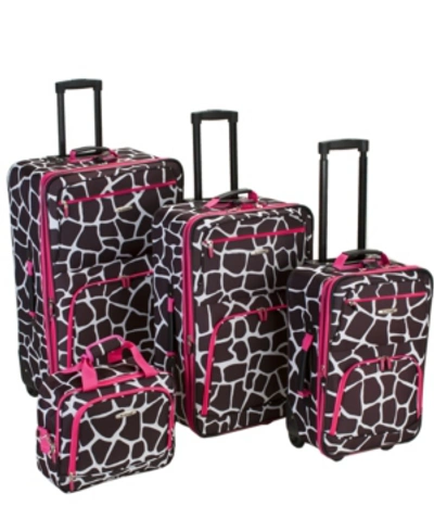 Rockland 4-pc. Softside Luggage Set In Giraffe With Pink Trim