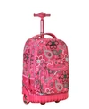 Rockland 19" Rolling Backpack In Pink Bandana