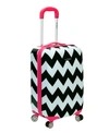 Rockland 20" Hardside Carry-on Spinner In Pink Chevron