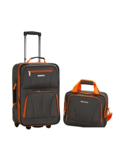 Rockland 2-pc. Pattern Softside Luggage Set In Charcoal With Orange Trim