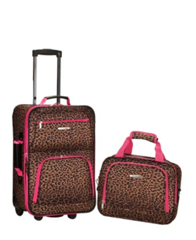 Rockland 2-pc. Pattern Softside Luggage Set In Cheetah With Pink Trim