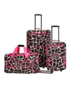 Rockland 3-pc. Softside Luggage Set In Giraffe With Pink Trim