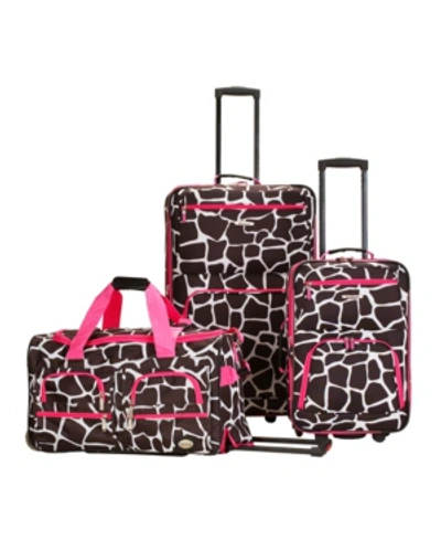 Rockland 3-pc. Softside Luggage Set In Giraffe With Pink Trim
