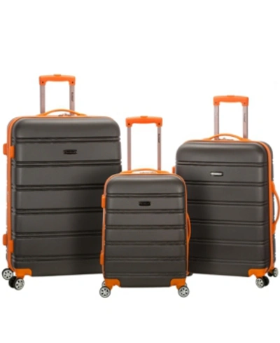 Rockland Melbourne 3-pc. Hardside Luggage Set In Charcoal With Orange Trim