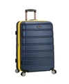 Rockland 28" Hardside Check-in Spinner In Navy With Yellow Trim