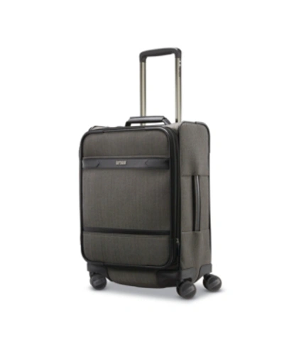 Hartmann Herringbone Dlx Domestic Carry-on Expandable Spinner Suitcase In Black Herringbone