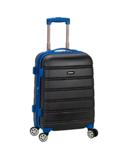 Rockland Melbourne 20" Hardside Carry-on Spinner In Charcoal With Blue Trim