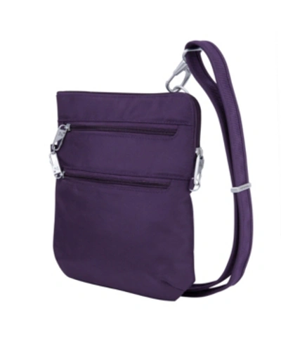Travelon Anti-theft Classic Slim Double Zip Crossbody In Purple