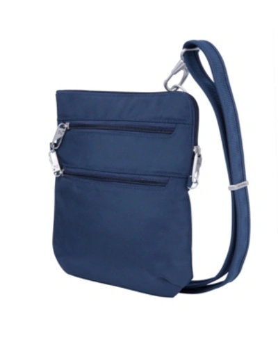 Travelon Anti-theft Classic Slim Double Zip Crossbody In Blue