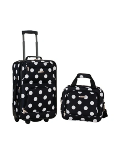 Rockland 2-pc. Pattern Softside Luggage Set In White  Grey Dots On Black