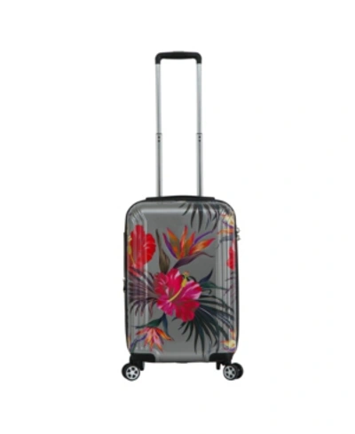 Triforce Luggage Triforce Havana 22" Carry On Tropical Floral Luggage In Gray
