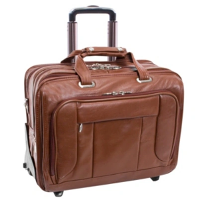 Mcklein West Town 15" Fly-through Checkpoint-friendly Patented Detachable -wheeled Laptop Briefcase In Brown
