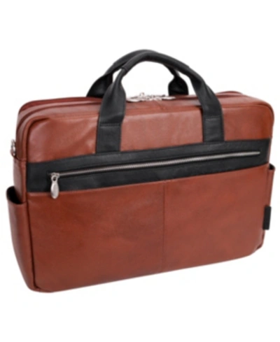 Mcklein Southport 17" Dual-compartment Laptop Tablet Briefcase In Brown