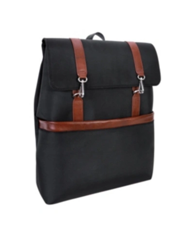 Mcklein Element 17" Nylon Flap-over Laptop Tablet Backpack In Black