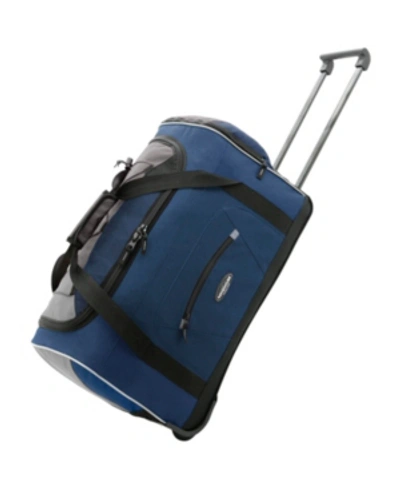 Travelers Club 22" Multi-pocket Rolling Duffle In Navy