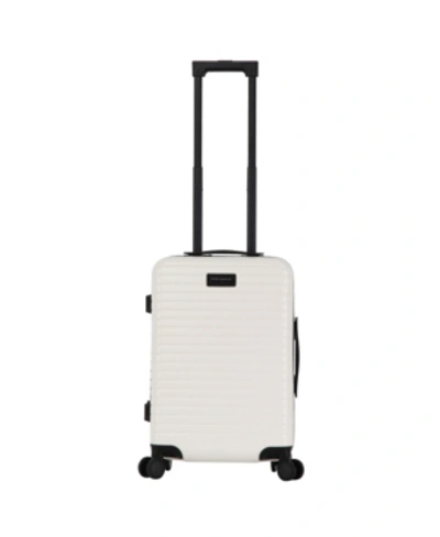 Triforce Luggage Triforce Milan 22" Carry On Satin Finish Leather Trim Luggage In Cream