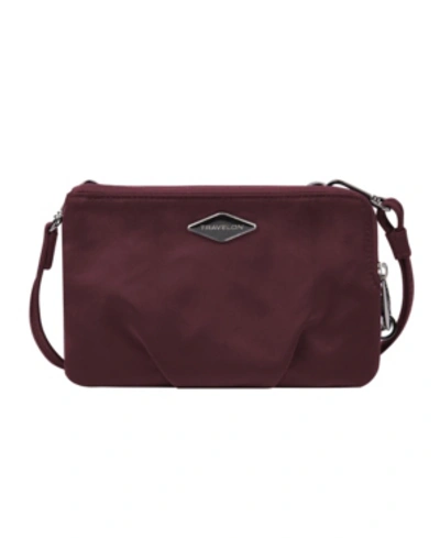 Travelon Anti-theft Parkview Double Zip Crossbody Clutch In Cranberry