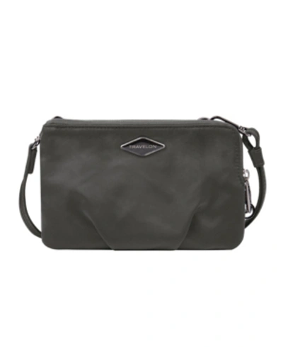 Travelon Anti-theft Parkview Double Zip Crossbody Clutch In Charcoal