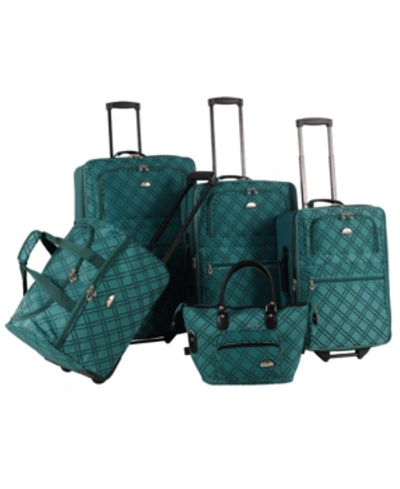 American Flyer Pemberly Buckles 5 Piece Luggage Set In Green