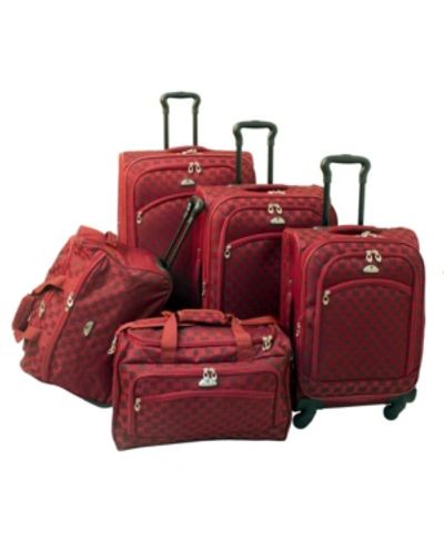 American Flyer Madrid 5 Piece Spinner Luggage Set In Red